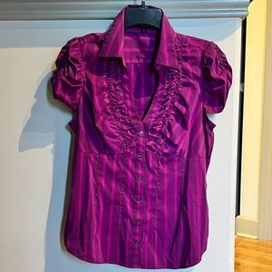 Ruched Cap Sleeved Fuchia Blouse